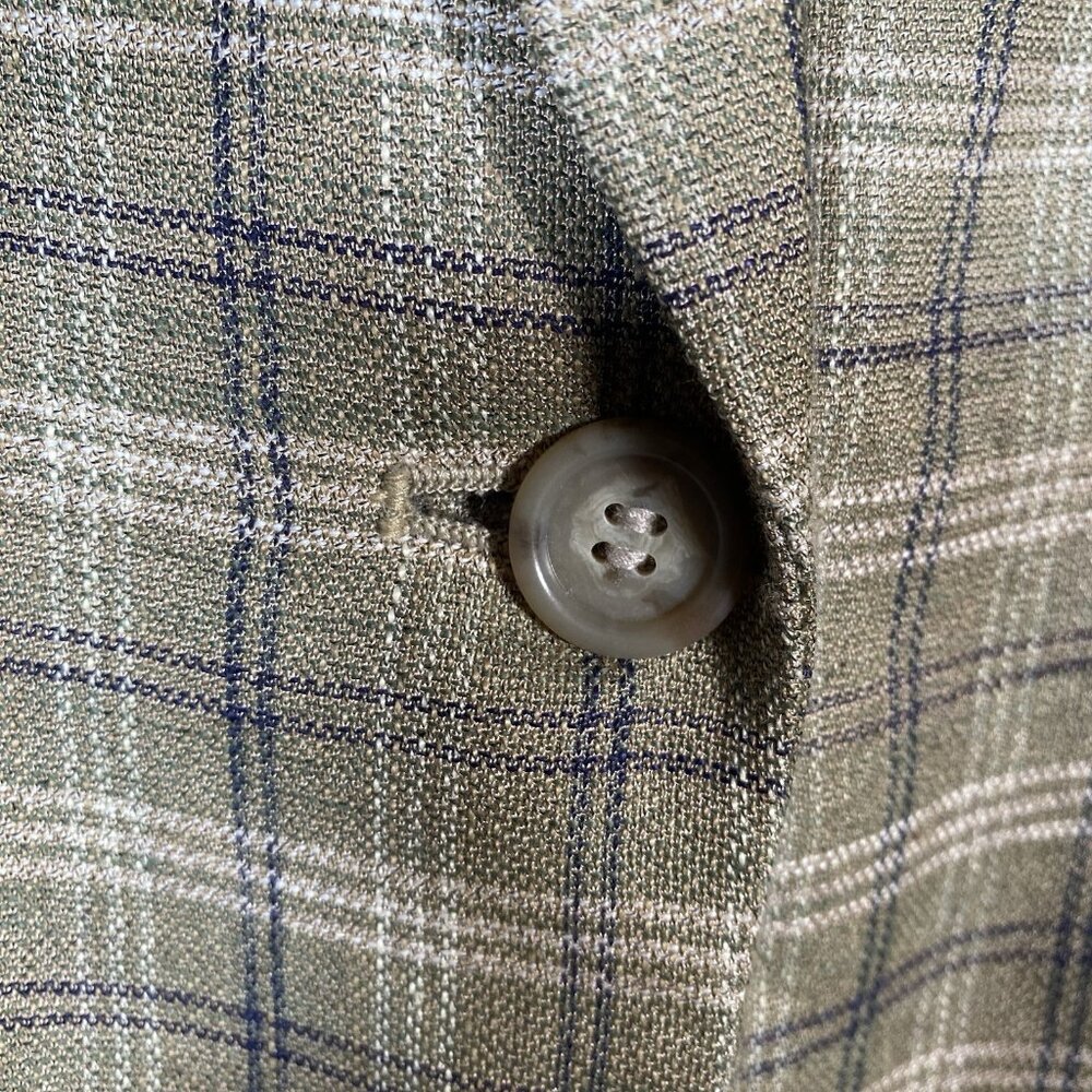 Vintage Liz Claiborne Blazer Women 12 Petite Linen Blend Plaid Academia Heritage - Picture 4 of 15